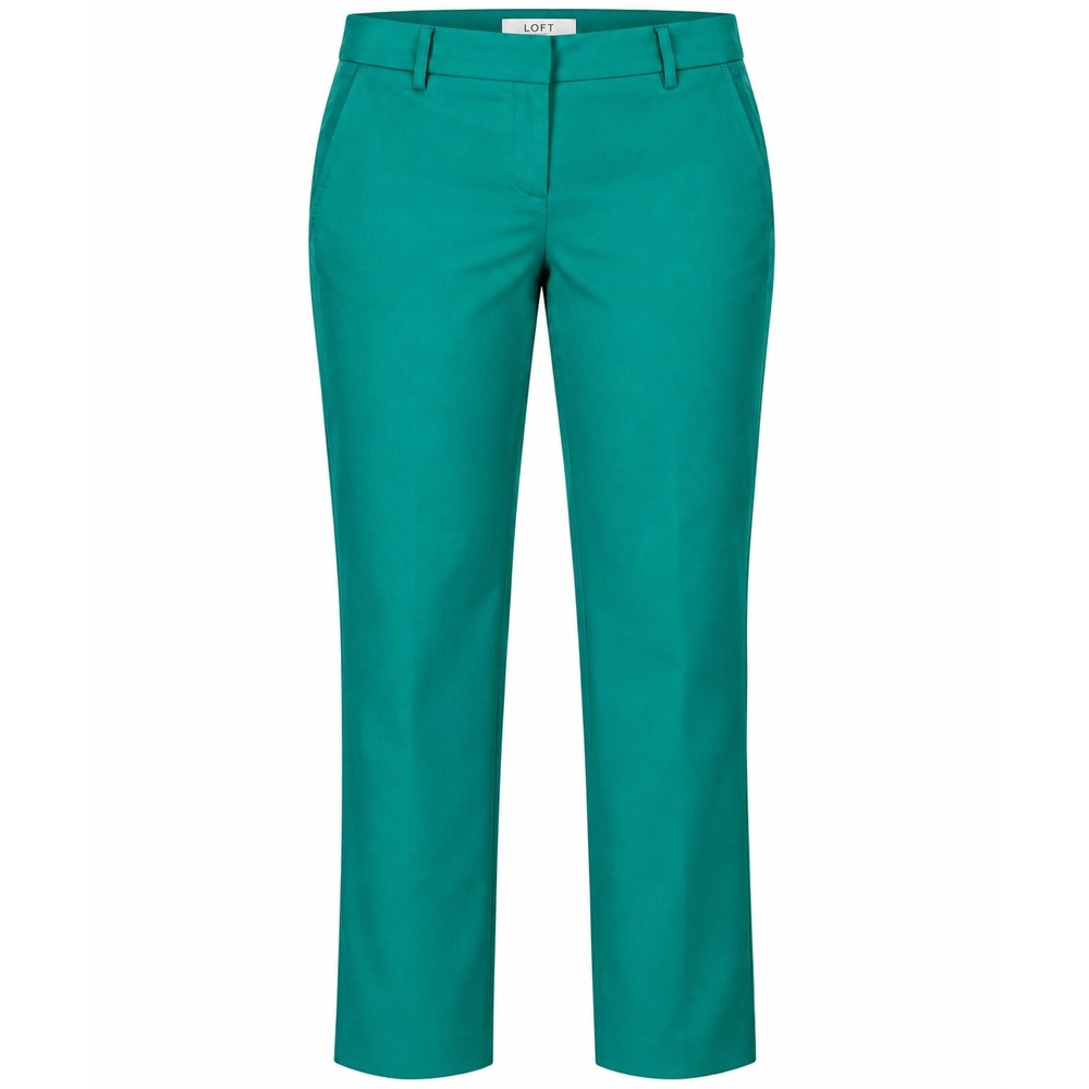 LOFT Riviera Slim Women's Size 12 Teal Green Straight Leg Chino Pants Stretch